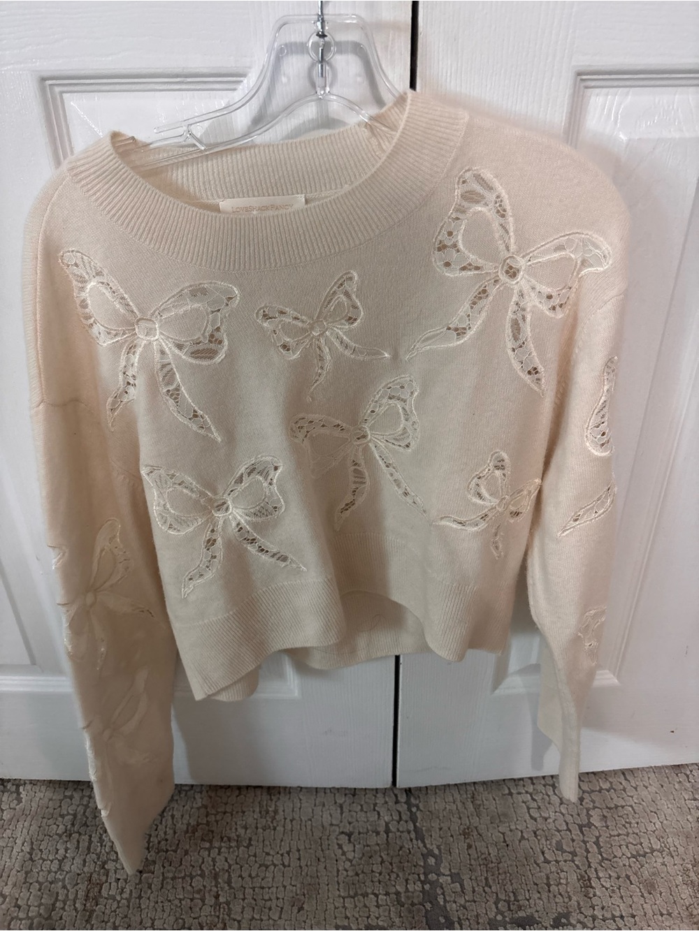 Loveshackfancy cashmere bow sweater womens xs